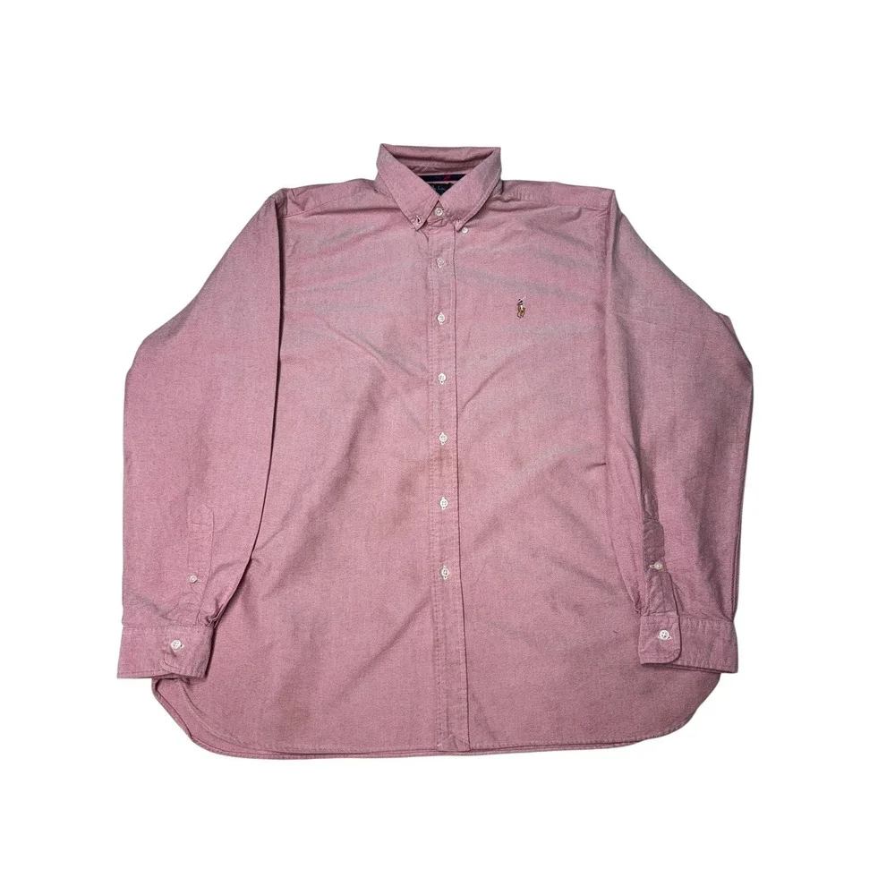 Ralph Lauren Mens XL Classic Fit Long Sleeve Button Down Shirt Red‎